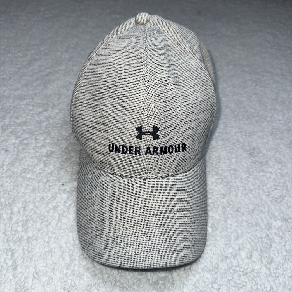 Under Armour Hat Snap Back Adjustable Light Gray Baseball Cap With Black Logo